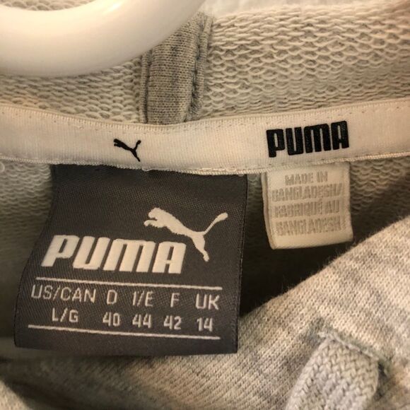 PUMA Cropped Sleeveless Hoodie Light Gray Heather. Size L. - Picture 7 of 9